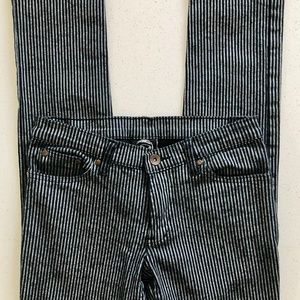 "Redo" Black and grey pinstripe straight leg skinny jeans